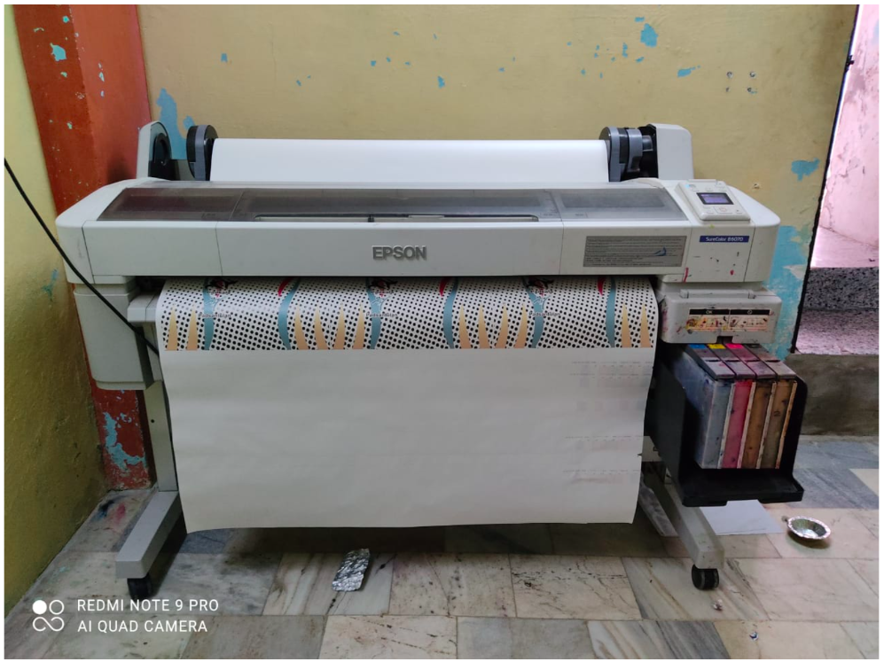 Customer wide-format sublimation printer producing transfer prints with DSSNext inks and paper