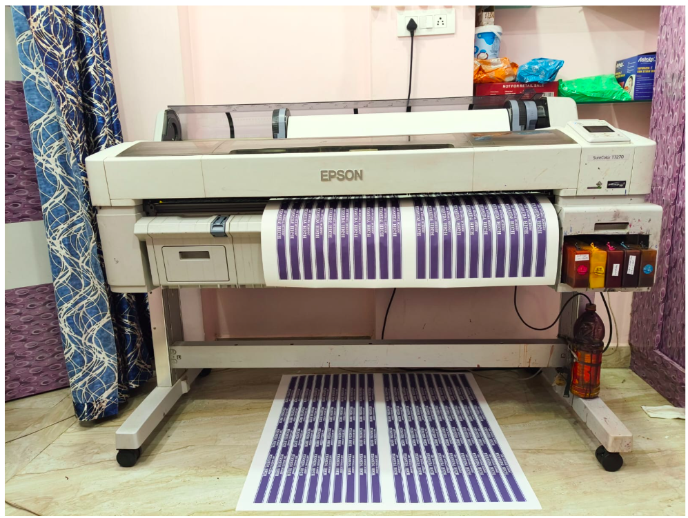 Epson wide-format sublimation printer producing transfer prints with DSSNext inks and paper